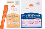 Uqora UTI Emergency Kit & Flush (Pink Lemonade, 10 Packets) Bundle - Support Urinary Tract* with D-Mannose, Vitamin C & More - With 2 Test Strips, 12 Pain Relief Tablets & 12 Infection Control Tablets