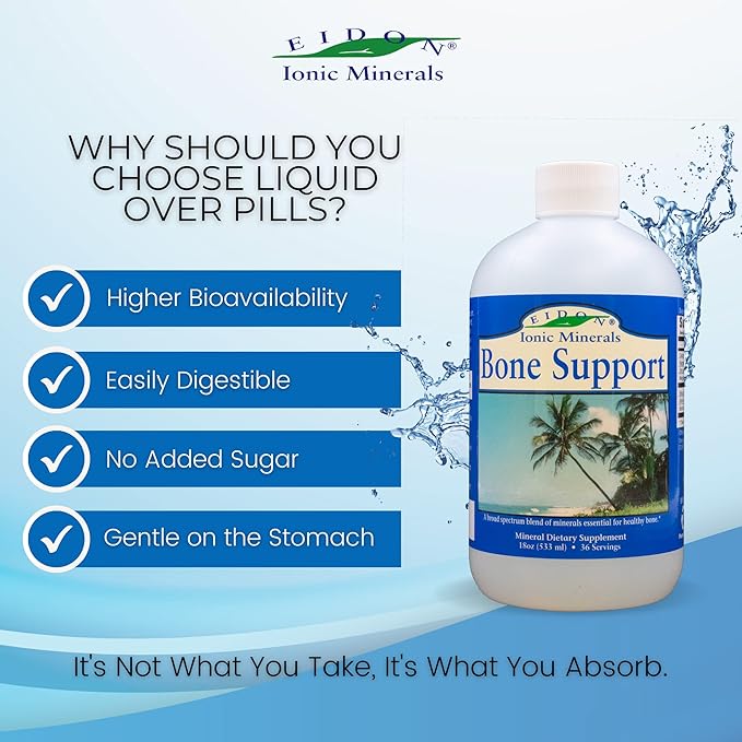 Eidon Mineral Wellness Support Liquid Supplement - Ionic Trace Mineral Drops to add to Water, Calcium, Magnesium, Zinc, Manganese, Silica, Sulfur, Boron, Bioavailable - 18 oz