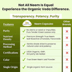 Organic Veda Neem Capsules – Herbal Supplement for Clear Skin, Immune & Gut Health For Men & Women - Single Origin True Green Neem Leaf Powder - Purifying & Cleansing Ayurveda Herb, 120 Vegan Capsules