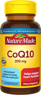 Nature Made CoQ10 200mg Softgels, Dietary Supplement for Heart Health Support, 40 Softgels, 40 Day Supply