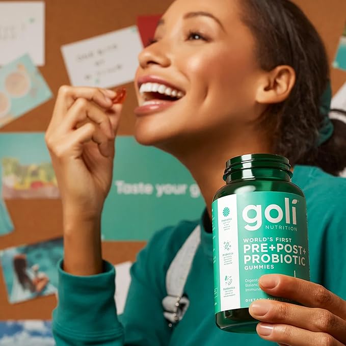 Goli Nutritional Supplement, Pre+Post+Probiotics Gummy - 180 Count - World's First 3-in-1 Gluten-Free, Vegan, Non-GMO, and Gelatin-Free.