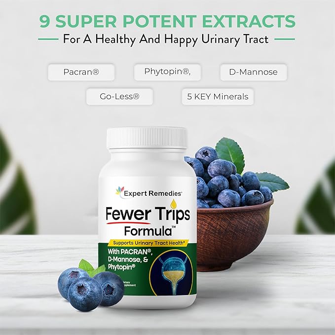 Fewer Trips Formula Bladder Support Supplement for Women and Men. Cranberry Extract and D-mannose Pills, Reduce Frequency, Support Urinary Tract Health - 90 Capsules