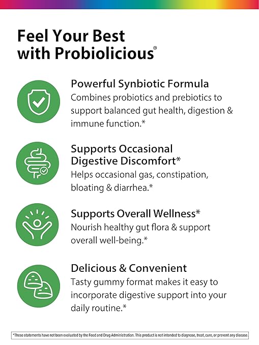 Rainbow Light Probiotic Gummies | 50 Count | Advanced Synbiotic with Prebiotic | for Men, Women & Children | Supports Digestive & Immune Health