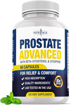 NEW AGE Prostate Advanced Prostate Supplement for Men – Reduce Bathroom Trips, Promote Sleep, Support Health & Bladder Emptying - Made with Lycopene, Beta Sitosterol - 60 Count