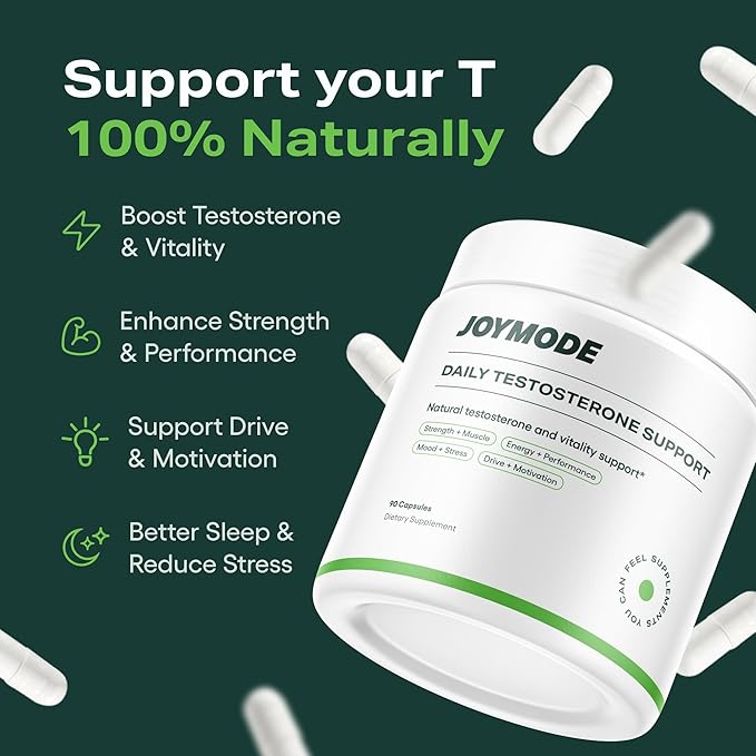 JOYMODE Testosterone Support Complex (180ct) - Natural Supplement for Men w/Ashwagandha, DIM, Magnesium, Zinc & Boron - Pack of 2