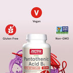 Jarrow Formulas Pantothenic Acid B5 500 mg - 100 Veggie Caps - Essential B Vitamin - Energy Production & Metabolism Support - 100 Servings (Pack of 2)