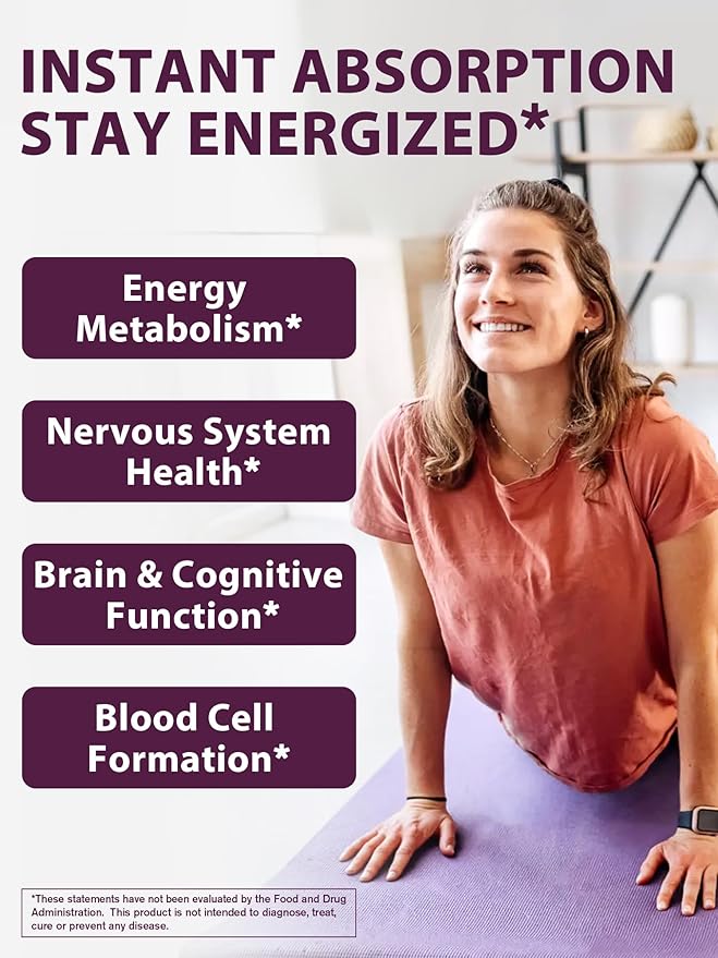Vitamin B12 Sublingual, Methylcobalamin 5000mcg for Energy Production, Energy, Nerve & Cell Support, Natural Peach Flavor, Vegan, Zero Sugar, 180 Fast Dissolve Tablets