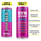 GYM WEED Athletic Focus Drink with KSM-66 Ashwagandha, Lion's Mane Mushroom, L-Theanine, 200mg Green Tea Caffeine with Natural Sweeteners Brain Candy Flavor, 12 Pack