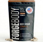 FORGEBODY® Beef Organ Complex Capsules [1 Month] - 100% Grass Fed Beef Organ Supplement with Blend of Liver, Heart, Bone Marrow, Pancreas & Testicles - Supports Body Health & Brain Function (Non-GMO)