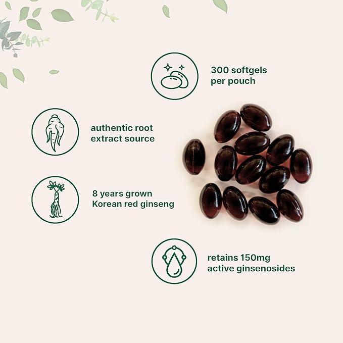 Micro Ingredients Red Panax Ginseng Supplement 300 Softgels | High Potency Korean Ginseng Root Extract| Supports Energy & Immune Health | Non-GMO*