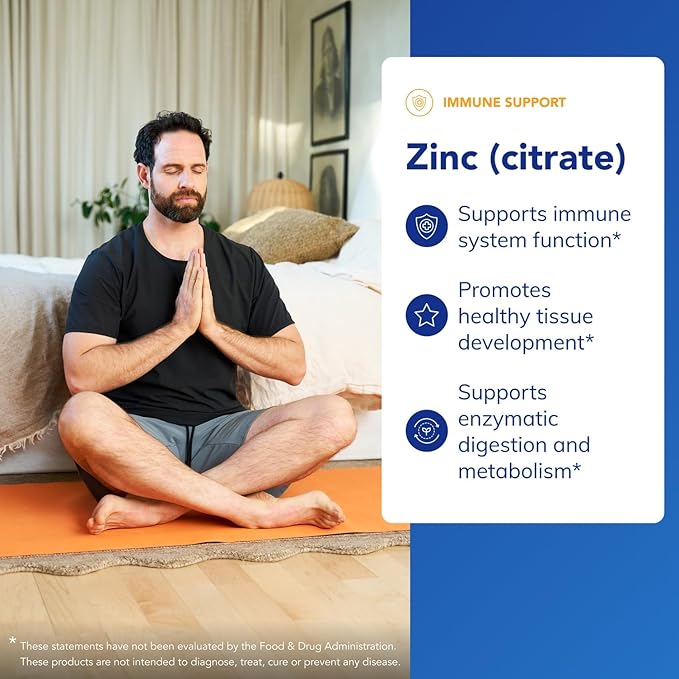 Pure Encapsulations Zinc (Citrate) - for Immune System, Tissue Development & Metabolism* - Mineral Supplement with Enzymes - Highly Absorbable Zinc - Vegan & Non-GMO - 60 Capsules