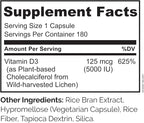 NATURELO Vitamin D - 5000 IU - Plant Based from Lichen - Natural D3 Supplement for Immune System, Bone Support, Joint Health - High Potency - Vegan - Non-GMO - Gluten Free - 180 Capsules (Pack of 2)