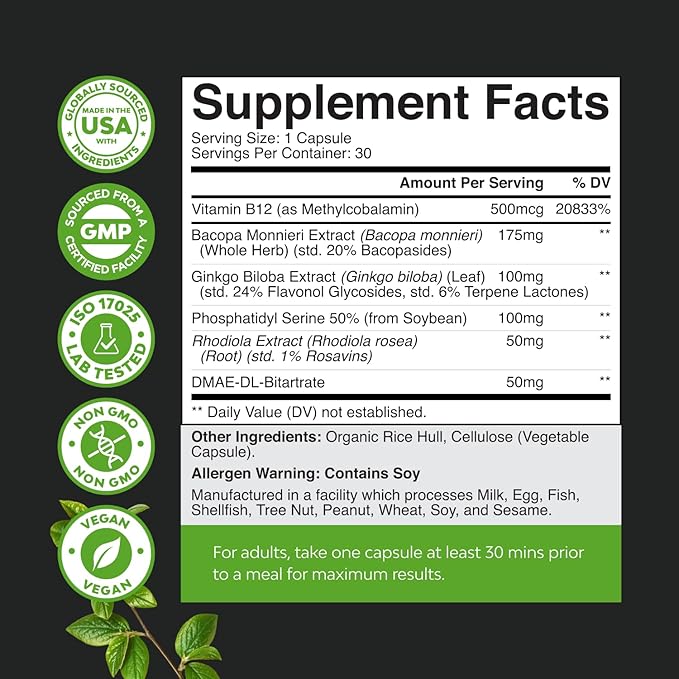 Bundle of Nootropic Memory Supplement and Energizing Nitric Oxide Supplement for Men - for Brain Boost and Natural Energy Booster - for Intense Muscle Growth Performance Endurance and Recovery