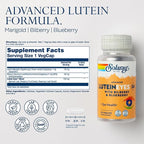 SOLARAY Advanced Lutein Eyes 24mg with Bilberry Extract and Blueberry Extract, Eye & Macular Health Support Supplement Supplying Zeaxanthin from Marigold, Vegan, 30 Servings, 30 VegCaps