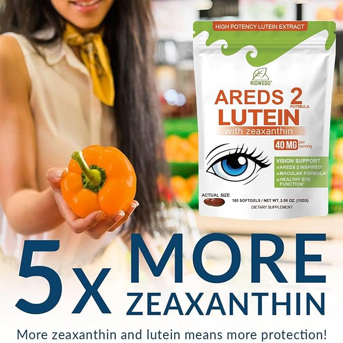 AREDS 2 + Advanced Lutein and Zeaxanthin Supplement -40 mg Lutein & Zeaxanthin with Astaxanthin,Omega-3,EPA,DHA-Dietary Supplement for Eye Health Support,Vision Support-180 Softgels