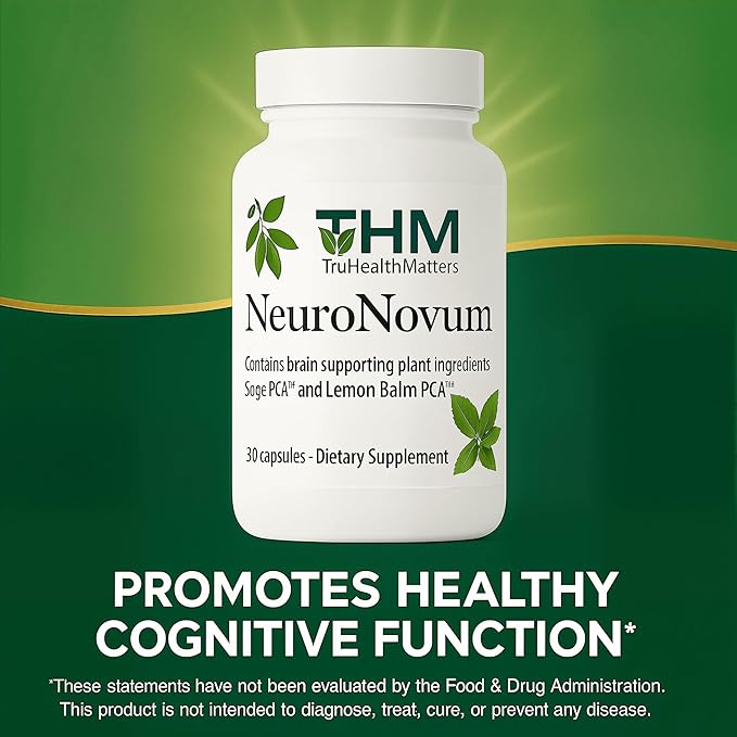 NeuroNovum Memory Support Capsules for Focus & Mental Clarity – Herbal Cognitive Supplement with Plant Cell-Cultivated Sage & Lemon Balm – Brain Support Formula – 30 Count