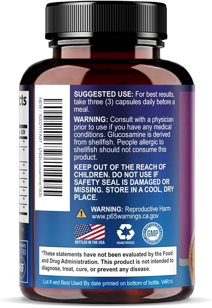 Glucosamine Chondroitin MSM Complex - 3X Strength Joint Support Supplement with Glucosamine Sulfate, Turmeric, Boswellia - For Cartilage, Mobility & Flexibility - Bottled in USA - 180 Capsules