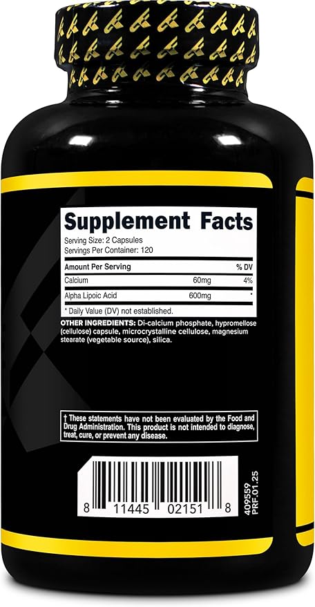 Primaforce Alpha Lipoic Acid 600mg Per Serving, 240 Capsules, 120 Servings