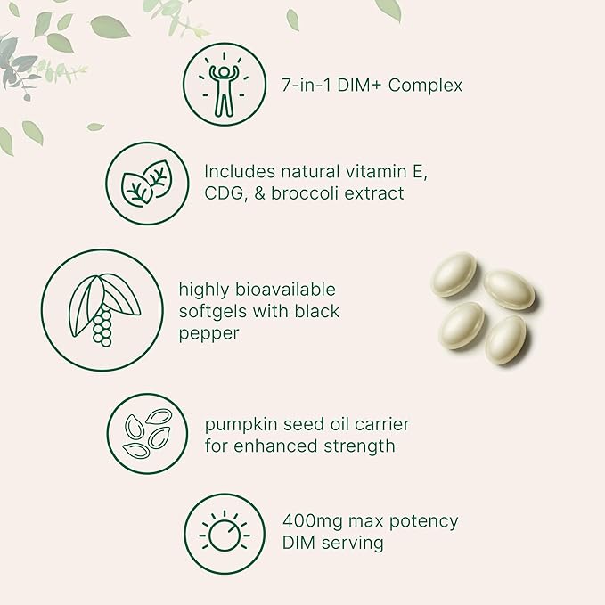 Micro Ingredients DIM+ Supplement 400mg for Men & Women | 240 Softgels with Pumpkin Seed Oil | Highly Bioavailable 7-in-1 Complex with Vitamin E, CDG, Broccoli & Black Pepper Extract