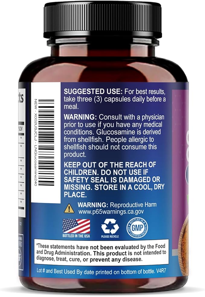 Glucosamine Chondroitin MSM Complex - 3X Strength Joint Support Supplement with Glucosamine Sulfate, Turmeric, Boswellia - For Cartilage, Mobility & Flexibility - Bottled in USA - 240 Capsules