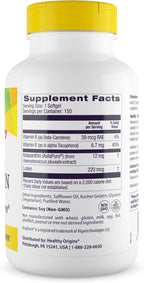 Healthy Origins Astaxanthin 12 mg (Natural, Astapure, Triple Strength, Non-GMO, Gluten Free, Eye Support, Joint Support, Immune Support), 150 Softgels