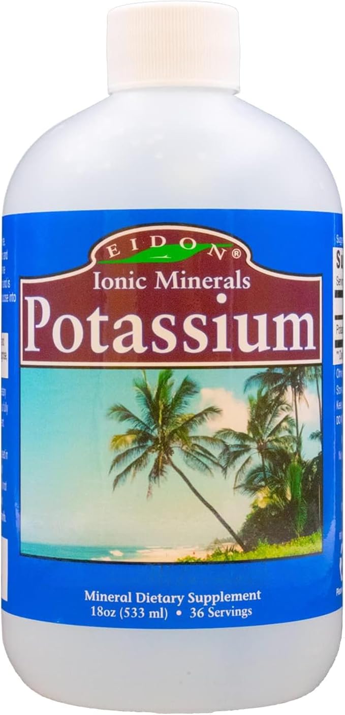 Eidon Liquid Potassium Supplement - Potassium Chloride Drops for Women & Men, Essential Electrolyte for Cell Function, Bioavailable Ionic Minerals, All Natural, No-Preservatives, Gluten Free - 18 oz