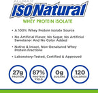 ALLMAX ISONATURAL Whey Protein Isolate, Vanilla - 2 lb - 27 Grams of Protein Per Scoop - Zero Fat & Sugar - 99% Lactose Free - with Prebiotics - No Artificial Flavors - Approx. 29 Servings