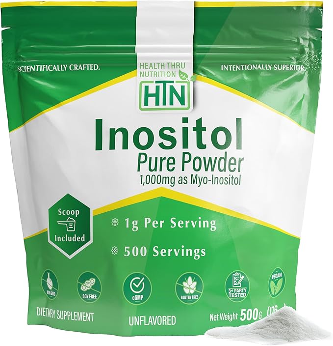 Health Thru Nutrition Inositol Powder – 500g Pure Powder as Myo-Inositol | 1,000mg (1g) Per Scoop - Included | Unflavored, Vegan, Non-GMO | 500 Servings – Clean Supplement
