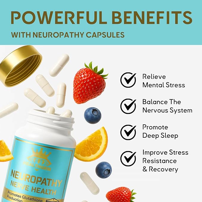 Neuropathy Support, Natural Nerve Supplement, Nerve Savior for Neuropathy with Pure Alpha Lipoic Acid, Fortify Nerves in Hands, Neck, Feet & Toes - 120 Capsules | 40-Day Supply