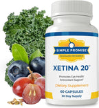 Simple Promise - Xetina 20™ Lutein and Zeaxanthin Supplements - Essential Support for Eye Health with Vitamins E, Eyebright, Zinc, Grape Seed Extract, Rutin & Bilberry - 60 Capsules