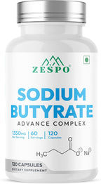 Zespo Sodium Butyrate 1000 mg (1350 mg Advanced Complex) – Micro-Encapsulated Butyrate with Tributyrin, Calcium BHB & Baobab 120 Vegan Capsules (60 Servings)