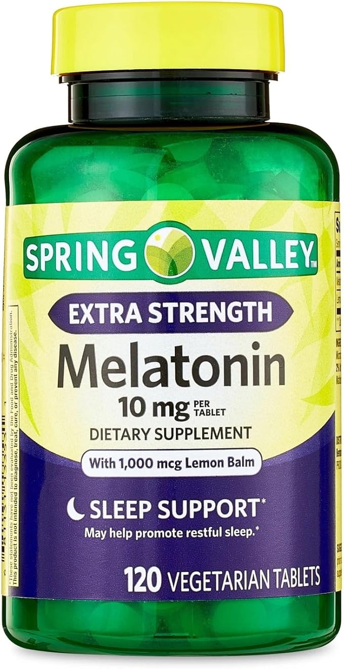 Extra Strength Melatonin 10mg with Lemon Balm – 120 Vegetarian Tablets, High Potency Melatonin Supplement for Adults, Natural Sleep Support (Pack of 1)