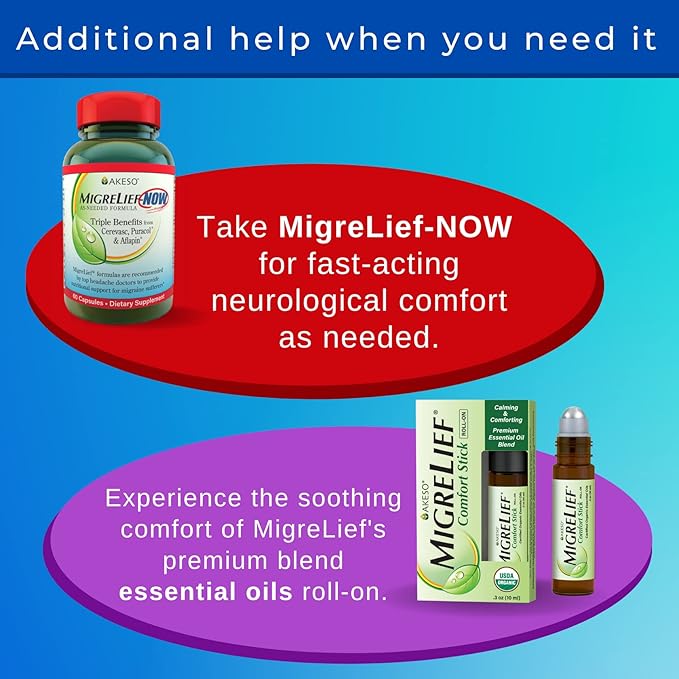 Children's MigreLief® - Triple Therapy with Puracol™ - Nutritional Support for Pediatric Migraine Sufferers - 60 Caplets/1 Month Supply