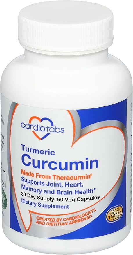 Curcumin from Theracurmin (600mg) - Joint, Heart, Memory & Brain Supplement, Highly Absorbable Curcumin Supplements, 60 Vegetarian Curcumin & Turmeric Capsules, 30-Day Supply