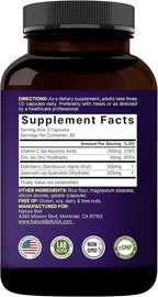 NatureBell Elderberry Quercetin 4-in-1 with Vitamin C & Zinc, 240 Capsules | Traditional Herbal Supplement | 500mg Sambucus Nigra, 500mg Quercetin, 250mg Vitamin C, 50mg Zinc Picolinate per Serving