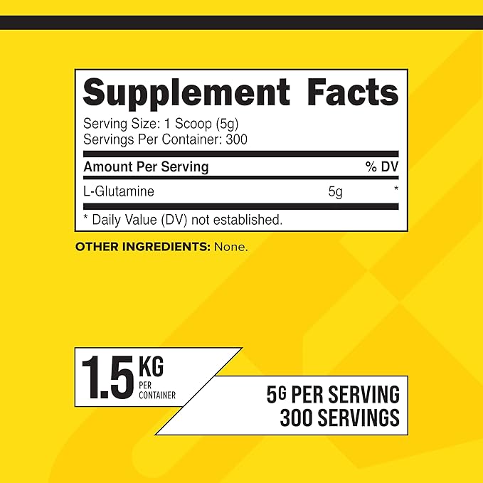 Primaforce L-Glutamine Powder 1500 Grams (1.5 KG) Unflavored - Pure L-Glutamine Powder, 5g per Serving, GMO-Free, Gluten-Free, 300 Servings