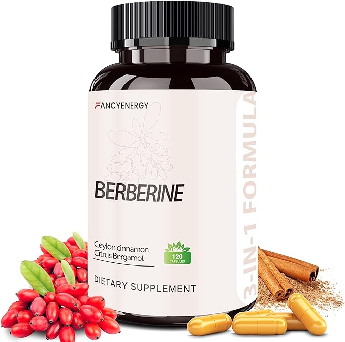 Berberine HCl Supplement with Ceylon Cinnamon & Citrus Bergamot – Botanical Formula for Daily Wellness – 120 Vegan Capsules