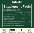 Luteolin Supplement, 98% Ultra-Purity Luteolin Extract – Plant-Based Flavonoid Supplement for Brain Health, Immune Support & Inflammatory Balance – Made in USA, 90 Vegan Capsules