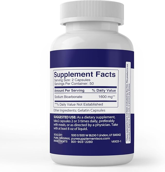 Pure Original Ingredients Sodium Bicarbonate (100 Capsules) Always Pure (Pack of 2)