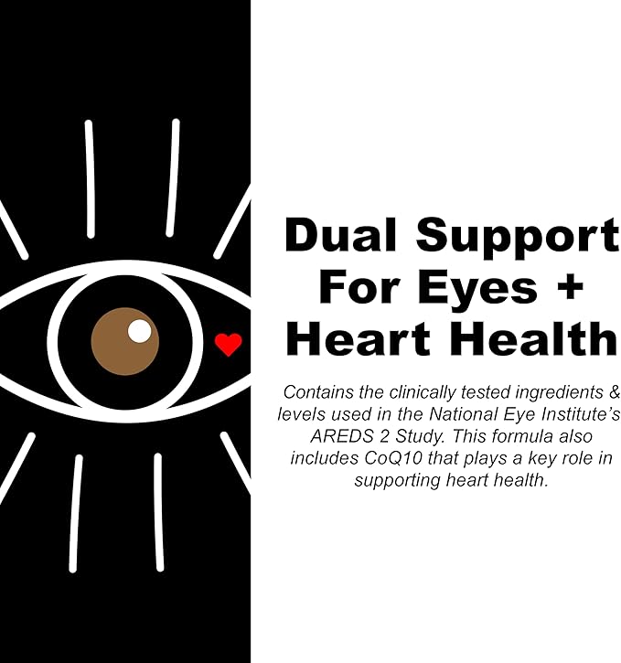 AREDS 2 SoftGels, 100 mg CoQ10 for Heart Health, 500 mg Vitamin C, 400 IU Vitamin E, 10 mg Lutein, 2 mg Zeaxanthin, 80 mg Zinc, 2 mg Copper - Supports Eye Health - 100 Mini SoftGels