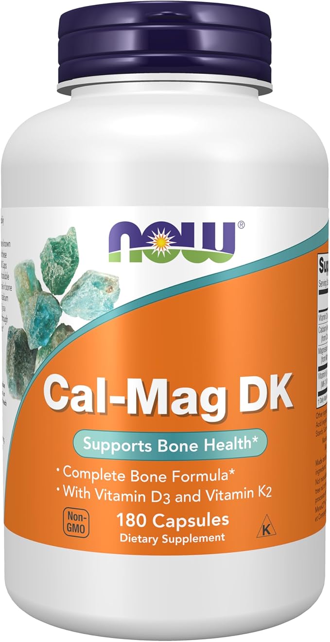 NOW Foods Supplements, Cal-Mag DK with Vitamin D-3 and Vitamin K-2, Supports Bone Health*, 180 Capsules