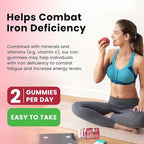 Iron Gummies with Multivitamin, Iron Supplement for Women & Men with Zinc, Vitamin B Complex & C, B12, Folate - Blood Builder & Energy Support for Adults & Kids - Cherry Flavor, Vegan 60 Gummies