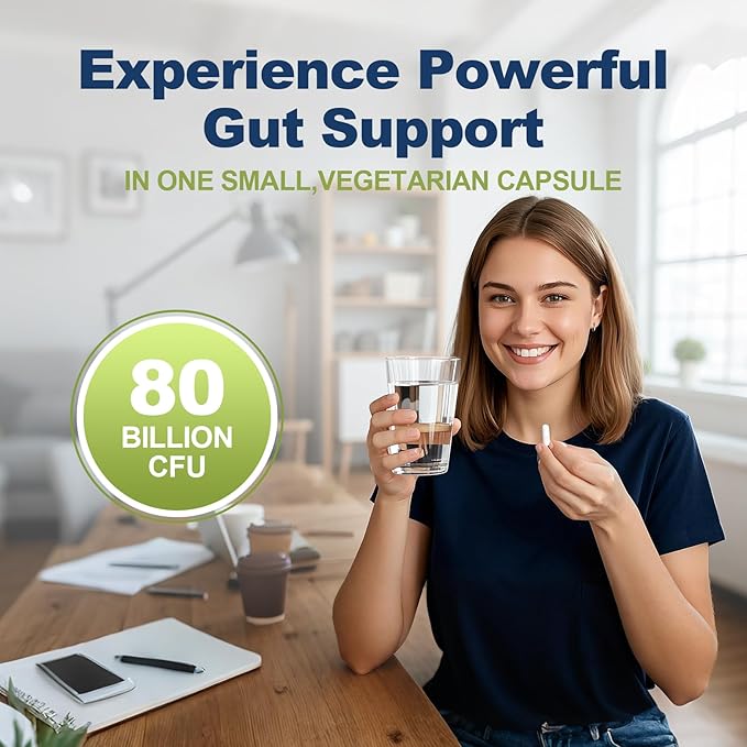 Migcopat Probiotics for Digestive Health, 80 Billion CFU Probiotics, Prebiotics, Postbiotics & Digestive Enzymes, Gut Health Capsules with Berberine, Cinnamon, L-Glutamine, for Men & Women, 240 Counts
