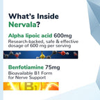 Nervala - Alpha Lipoic Acid 600mg - ALA Supplement Antioxidant for Nerve, Energy & Circulation Support- Extra Strength with Benfotiamine - Made in USA, Lab Tested - 30 Capsules, 1 Month Supply