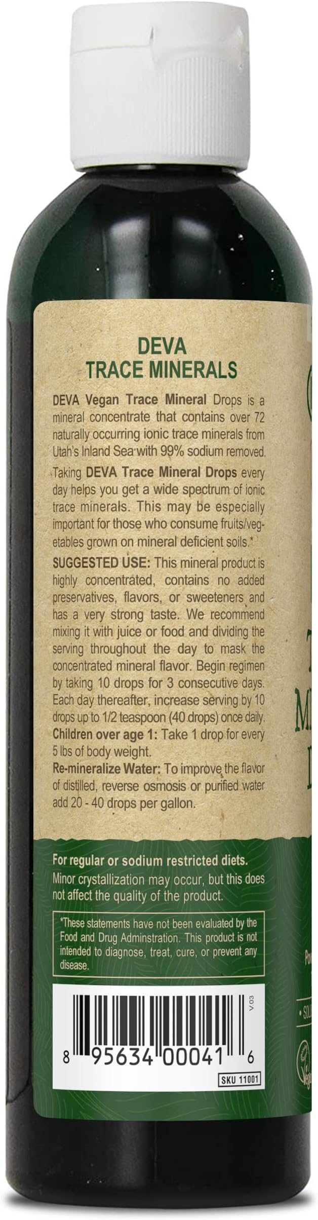 DEVA Vegan Ionic Trace Mineral Drops, Low Sodium, pH Balancing, 96-Day Supply, 8 Fl Oz