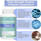 Probiotics for Women and Men, 300 Billion CFU 24 Strains Probiotics + 15 Organic Herbs Prebiotics Blend, Shelf Stable Gut Health Supplement for Digestive Immune & Whole-Body Health, 4 Month Supply