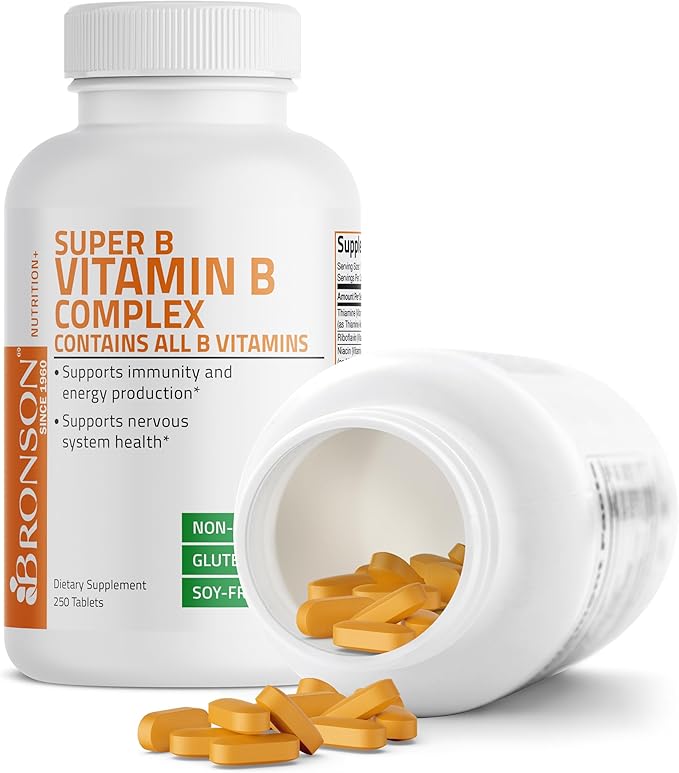 Bronson Vitamin B Complex (Vitamin B1, B2, B3, B6, B9 - Folic Acid, B12), 250 Tablets