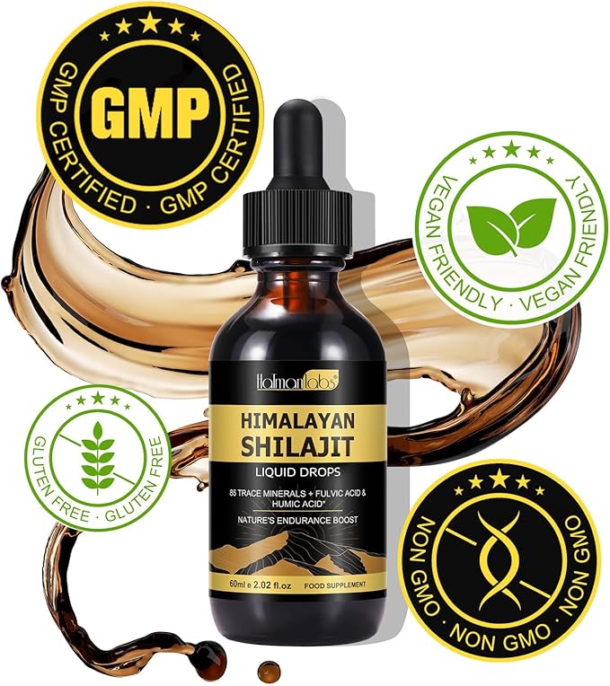 Shilajit Pure Himalayan Organic Resin Drop, Pure Himalayan Shilajit Resin Liquid Gold Supplement, Shilajit Organic Drop Rich in 85+ Trace Minerals, Shilajit for Men & Women (2.02 Fl Oz (Pack of 2))