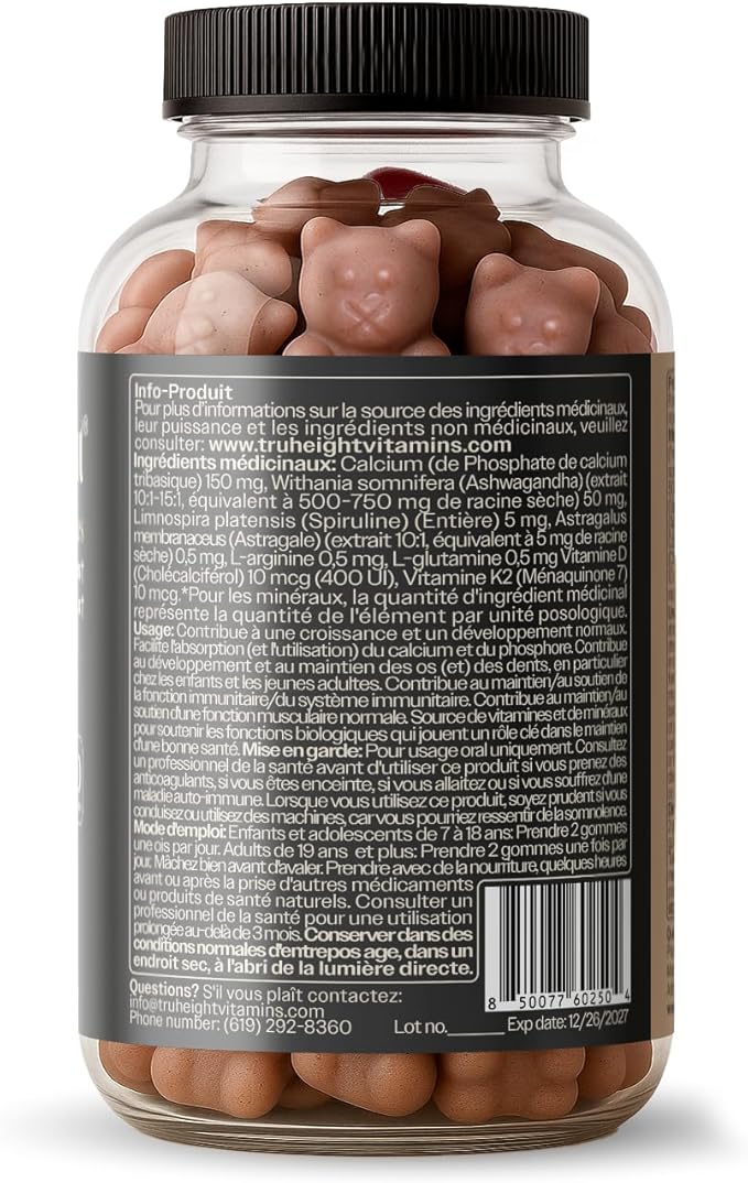 TruHeight Growth Gummies (Watermelon) Tall Nutrition for Natural Growth Supplement for Kids & Teens - Vitamin D, K, Calcium & Ashwagandha, Bone Strength Vitamins D3 K2, Picky Eater, Taller Ages 5+