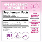 Vitamin E - 180 mg per Serving - Powerful Hair & Skin Support Supplement - dl-Alpha VitaminE Immune Health Support with Antioxidants - Easily Absorbed GMO & Gluten Free, Bottled in USA - 120 Softgels